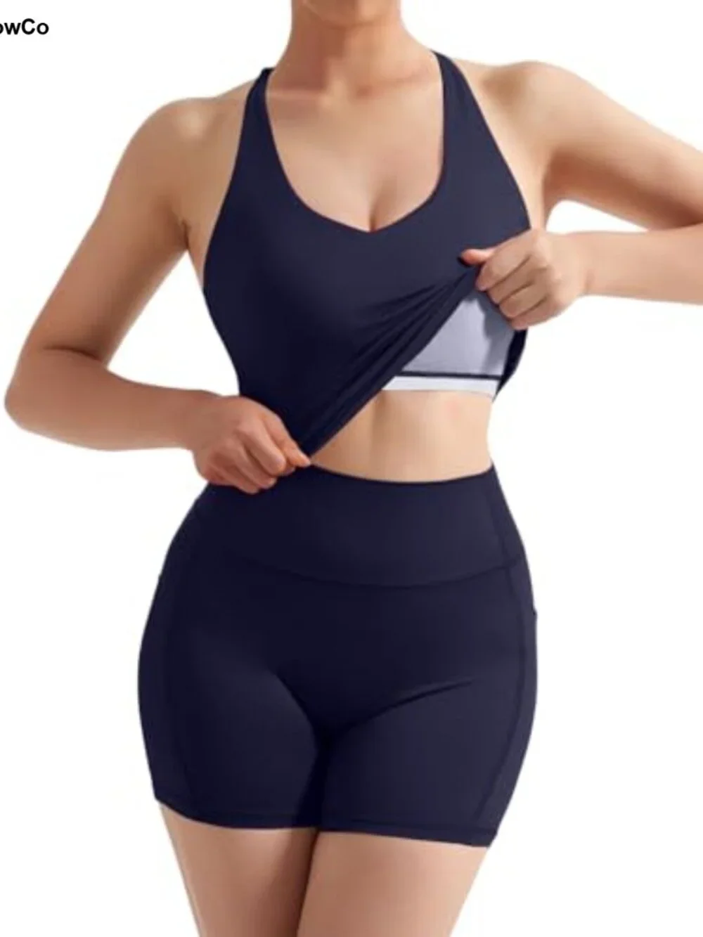 2 Piece Workout Set Padded Tank Top Tummy Control Leggings Matching Gym Outfit